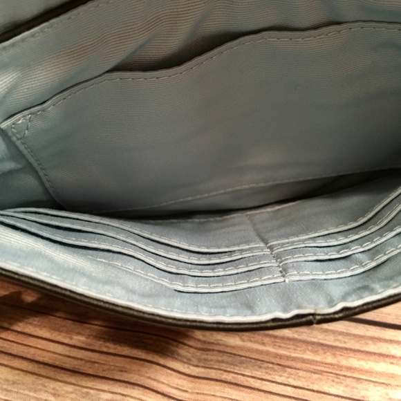 Coach Large Leather Wristlet in Black with Light Blue - Picture 5 of 6